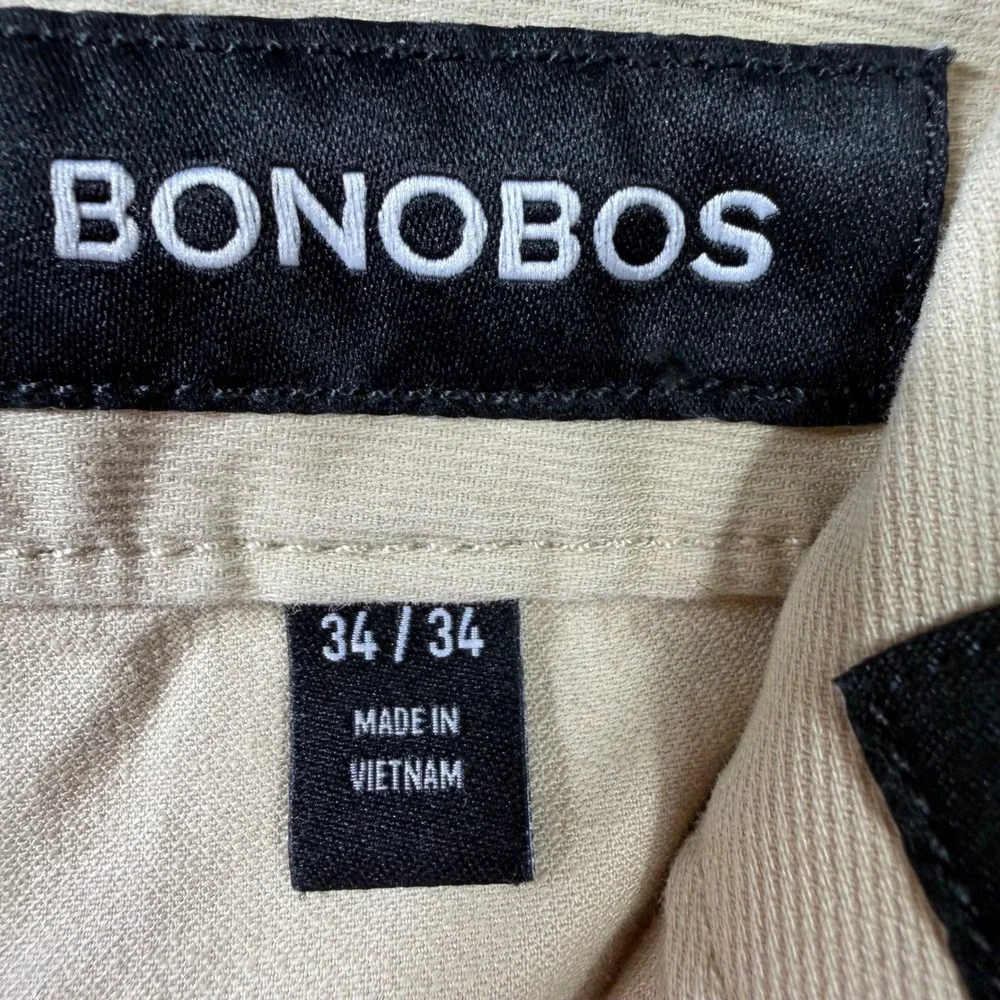 Bonobos Athletic Mens Khaki Tan Chino Pants Straight Leg‎ Cotton Stretch 34x34